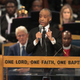 Rev. Al Sharpton speaks at the funeral for Aretha Franklin at the Greater Grace Temple on August 31, 2018 in Detroit, Michigan. Franklin died at the age of 76 at her home in Detroit on August 16.